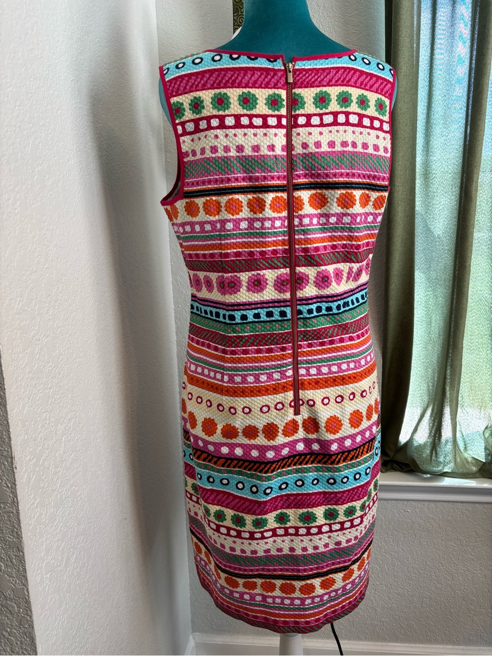 Talbots Multicolor Striped Midi Dress - Pink, Turquoise, Green, Orange - Picture 3 of 9